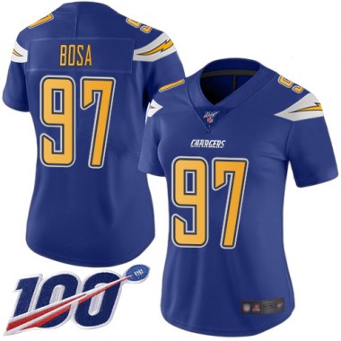 Los Angeles Chargers NFL Football Joey Bosa Electric Blue Jersey Women Limited #97 100th Season Rush Vapor Untouchable->women nfl jersey->Women Jersey